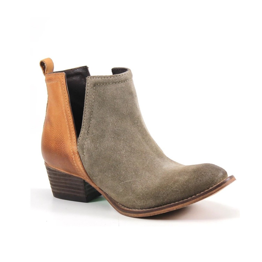 Diba True Stop By Ankle Boots Dust Cognac Suede Leather Block Heel Size 9